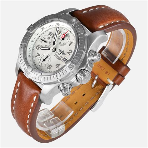 breitling leather on wrist|Breitling titanium watch strap.